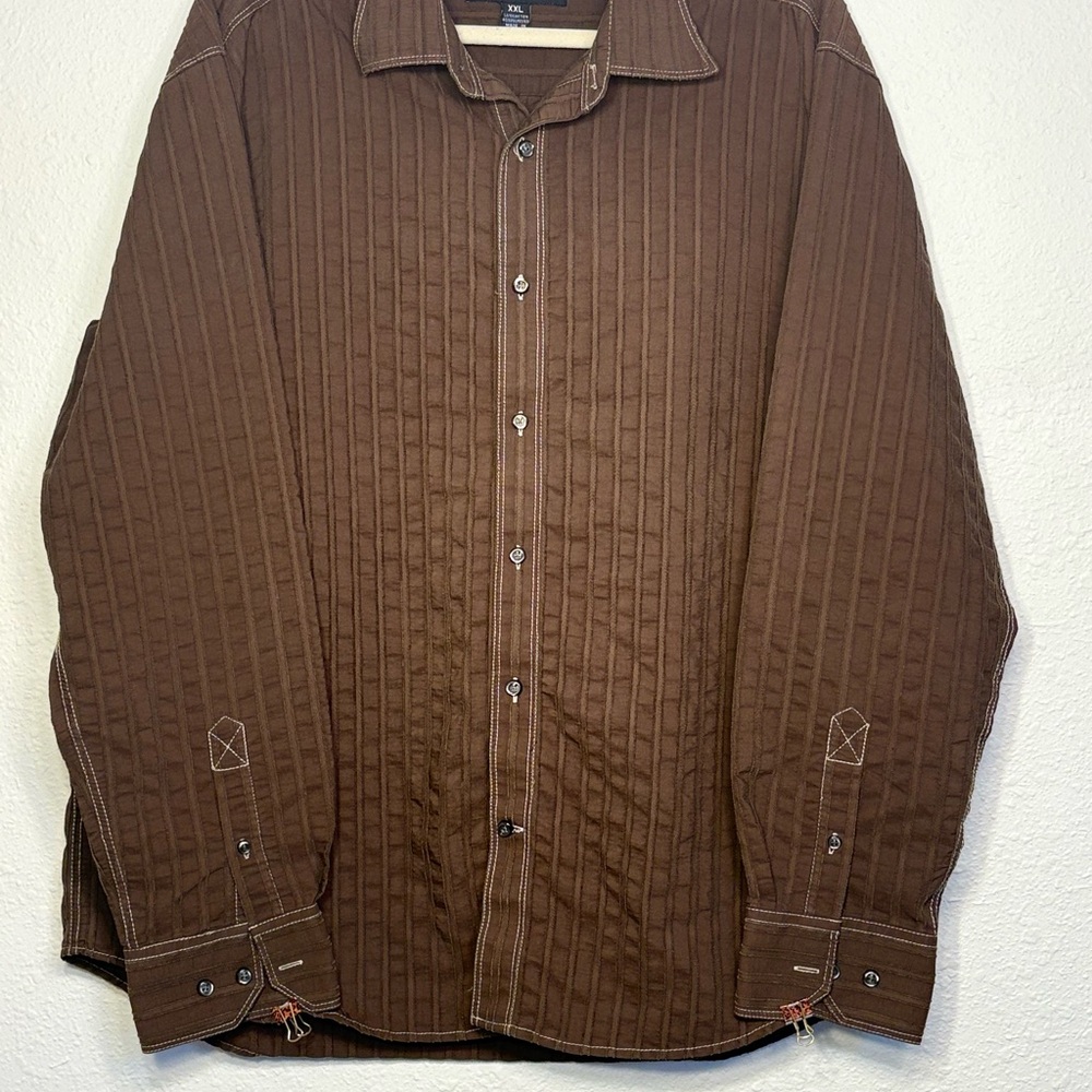 Cultura Men's Brown Casual Button-Down Shirt - Sz XXL